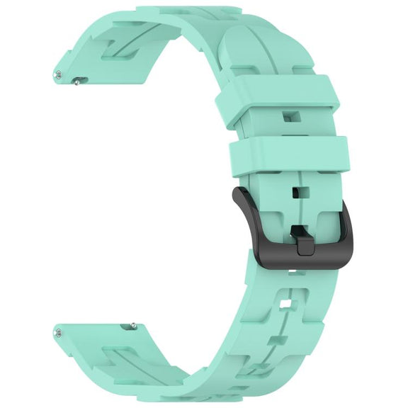 22mm Kalebol Solid Color Black Buckle Round Tail Silicone Watch Band(Teal)
