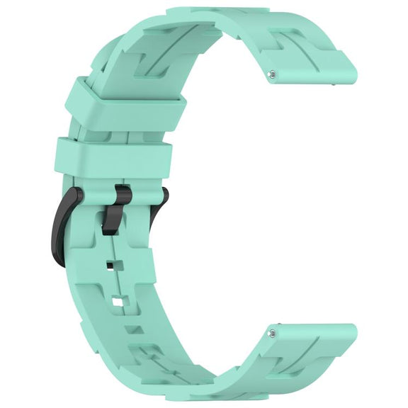 22mm Kalebol Solid Color Black Buckle Round Tail Silicone Watch Band(Teal)
