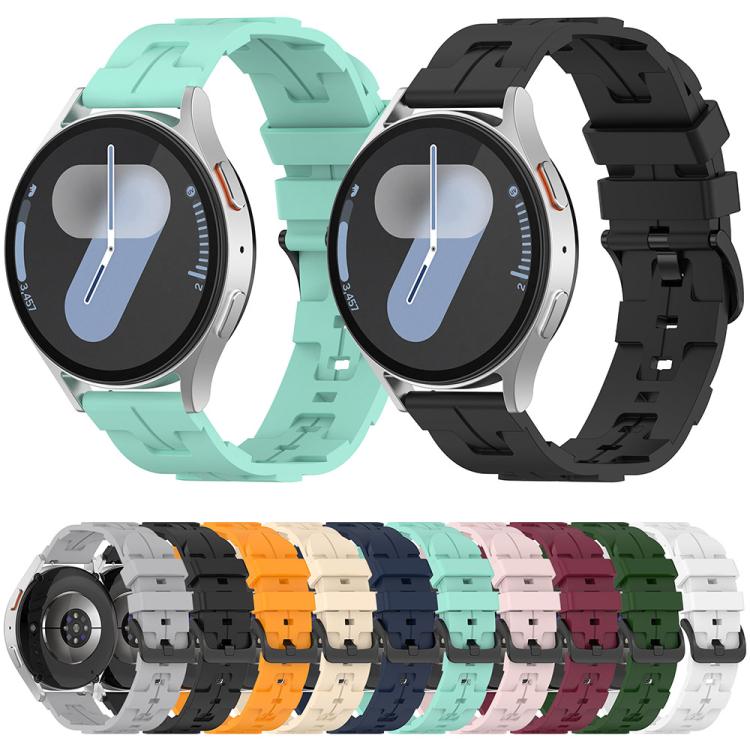 20mm Kalebol Solid Color Black Buckle Round Tail Silicone Watch Band(White)
