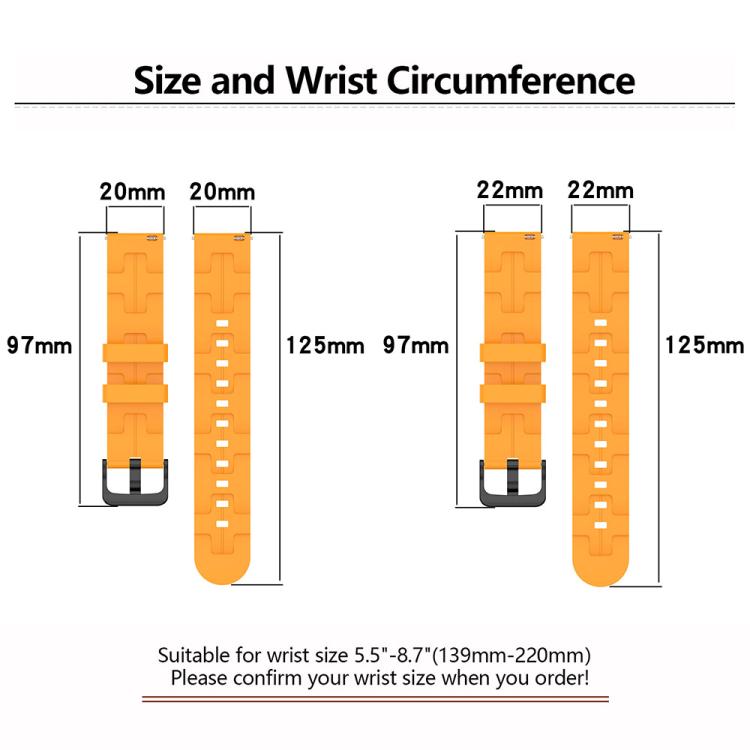 20mm Kalebol Solid Color Black Buckle Round Tail Silicone Watch Band(White)