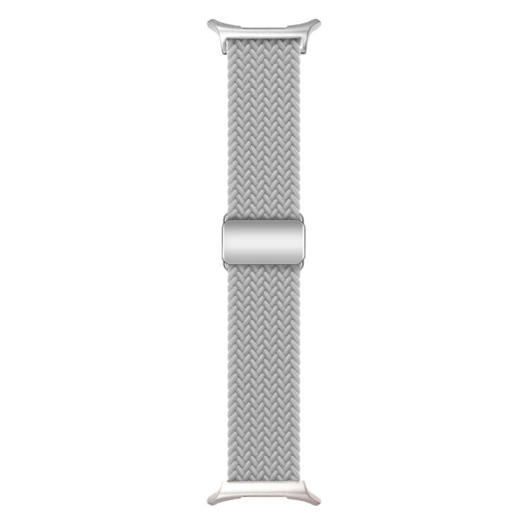 For Samsung Galaxy Watch Ultra 47mm Kalebol Braided Loop Magnetic Silver Buckle Watch Band(Light Grey)