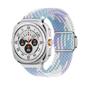 For Samsung Galaxy Watch Ultra 47mm Kalebol Braided Loop Magnetic Silver Buckle Watch Band(Violet)