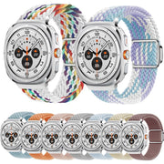 For Samsung Galaxy Watch Ultra 47mm Kalebol Braided Loop Magnetic Silver Buckle Watch Band(Light Grey)
