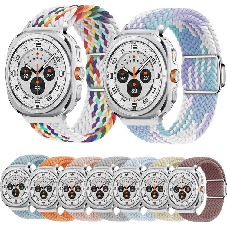 For Samsung Galaxy Watch Ultra 47mm Kalebol Braided Loop Magnetic Silver Buckle Watch Band(Violet)