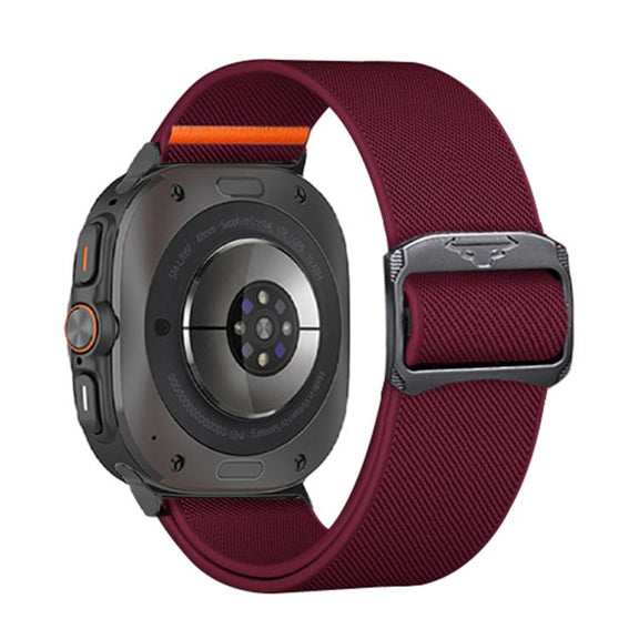 For Samsung Galaxy Watch Ultra 47mm Kalebol Elastic Nylon Watch Band(Wine Red)
