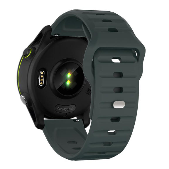 22mm Kalebol Wave Pattern Studded Buckle Silicone Watch Band(Dark Green)