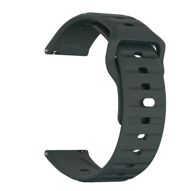 22mm Kalebol Wave Pattern Studded Buckle Silicone Watch Band(Dark Green)