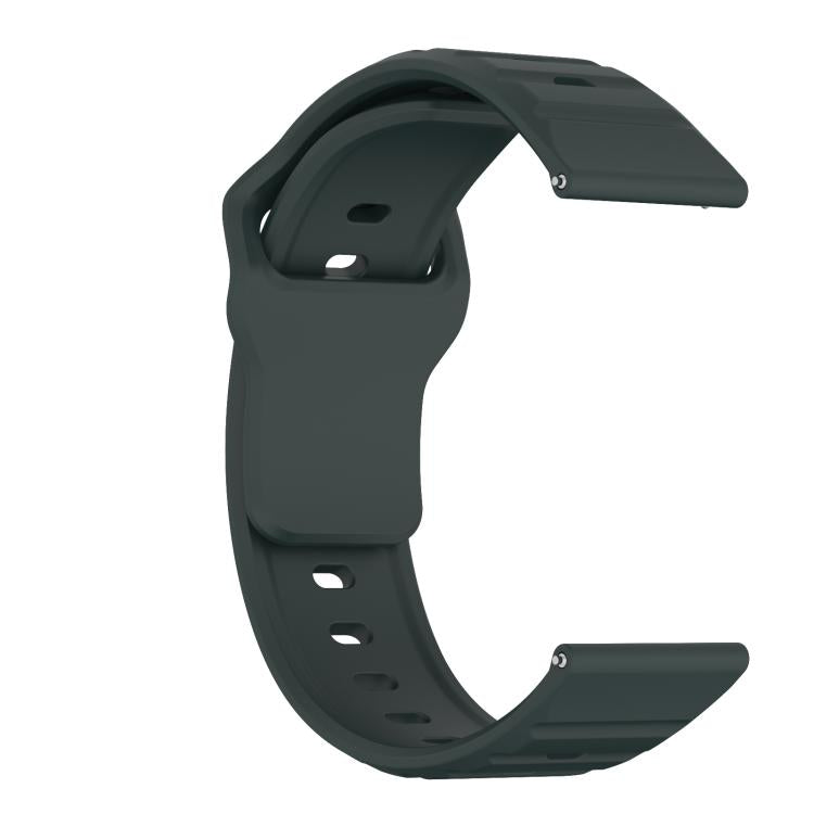 22mm Kalebol Wave Pattern Studded Buckle Silicone Watch Band(Dark Green)