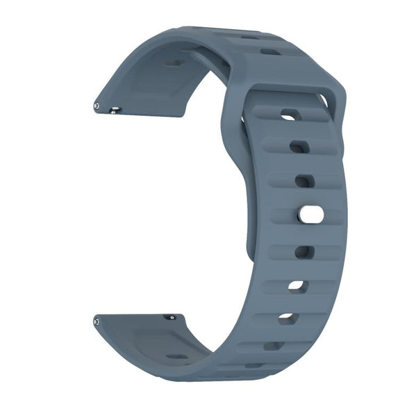 22mm Kalebol Wave Pattern Studded Buckle Silicone Watch Band(Navy Blue)