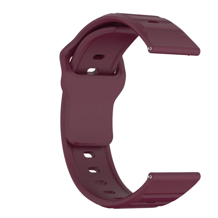22mm Kalebol Wave Pattern Studded Buckle Silicone Watch Band(Wine Red)