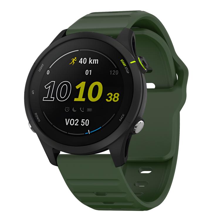 22mm Kalebol Wave Pattern Studded Buckle Silicone Watch Band(Army Green)