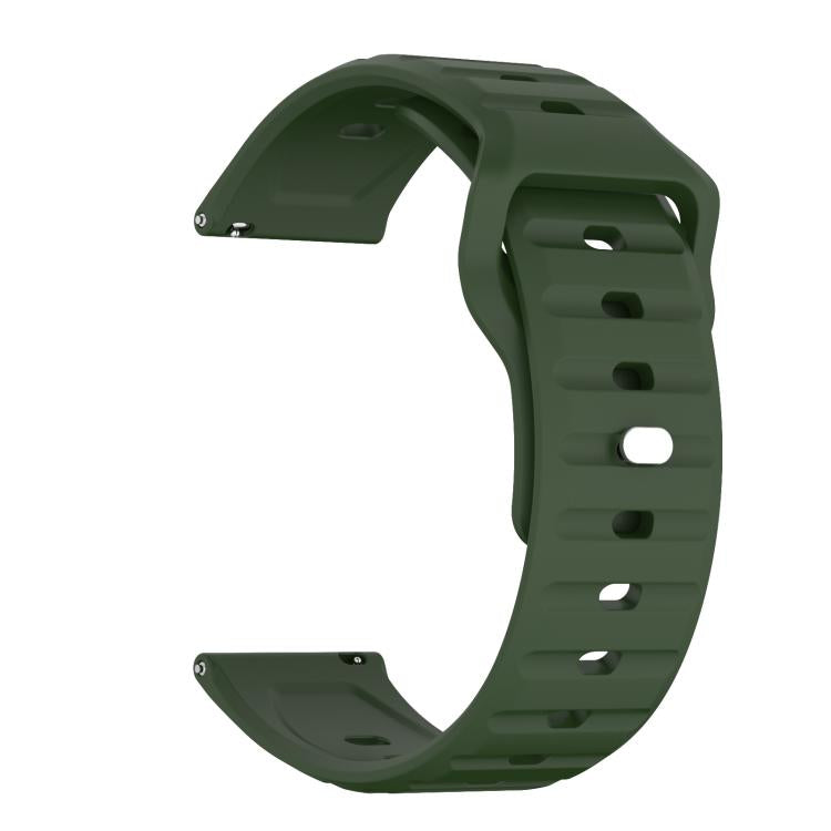 22mm Kalebol Wave Pattern Studded Buckle Silicone Watch Band(Army Green)