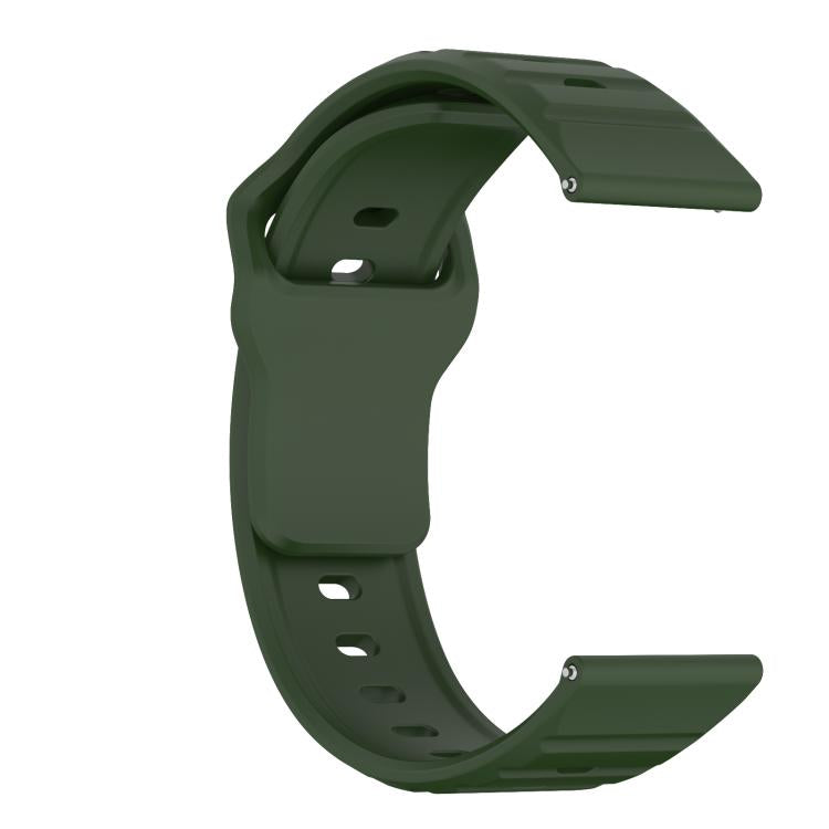 22mm Kalebol Wave Pattern Studded Buckle Silicone Watch Band(Army Green)