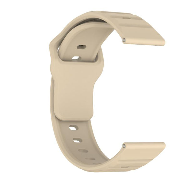 22mm Kalebol Wave Pattern Studded Buckle Silicone Watch Band(Cream Color)