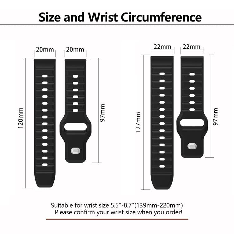 22mm Kalebol Wave Pattern Studded Buckle Silicone Watch Band(Navy Blue)