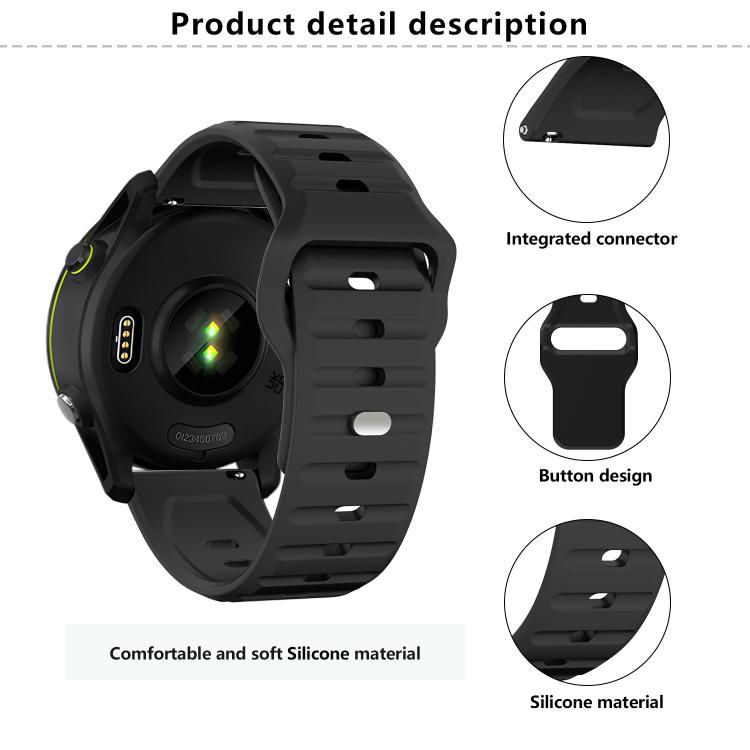 22mm Kalebol Wave Pattern Studded Buckle Silicone Watch Band(Navy Blue)