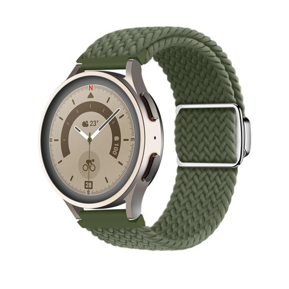 20mm Kalebol Nylon Braided Loop Magnetic Buckle Watch Band(Dark Olive Gree)