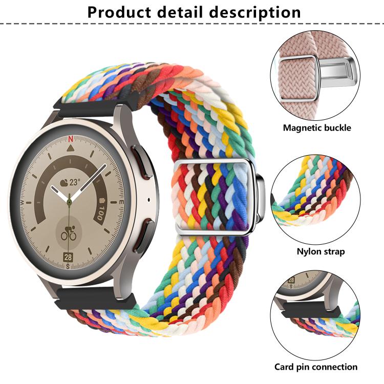 22mm Kalebol Nylon Braided Loop Magnetic Buckle Watch Band(Light Grey)
