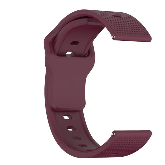 22mm Kalebol Dot Studded Buckle Silicone Watch Band(Wine Red)