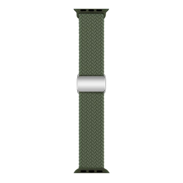 For Apple Watch 46mm / 49mm / 45mm / 44mm Kalebol Nylon Loop Magnetic Buckle Watch Band(Dark Olive)
