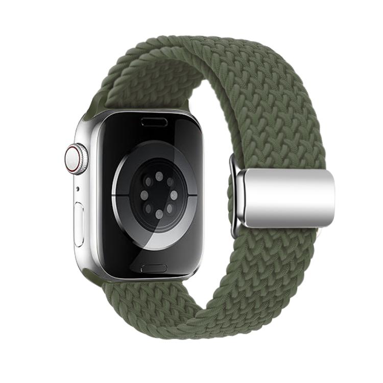 For Apple Watch 46mm / 49mm / 45mm / 44mm Kalebol Nylon Loop Magnetic Buckle Watch Band(Dark Olive)