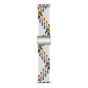 For Apple Watch 46mm / 49mm / 45mm / 44mm Kalebol Nylon Loop Magnetic Buckle Watch Band(White Rainbow)