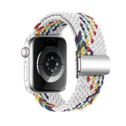 For Apple Watch 46mm / 49mm / 45mm / 44mm Kalebol Nylon Loop Magnetic Buckle Watch Band(White Rainbow)