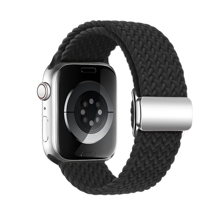 For Apple Watch 46mm / 49mm / 45mm / 44mm Kalebol Nylon Loop Magnetic Buckle Watch Band(Black)