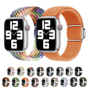 For Apple Watch 46mm / 49mm / 45mm / 44mm Kalebol Nylon Loop Magnetic Buckle Watch Band(White Rainbow)