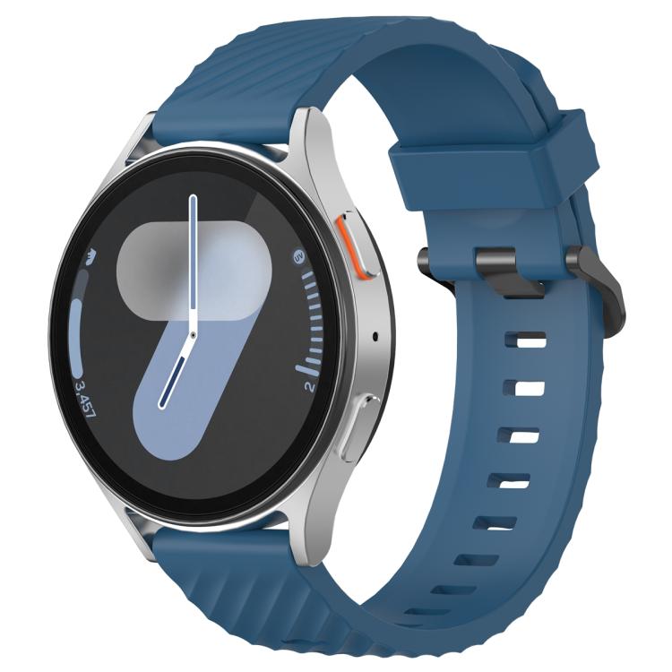 20mm Kalebol Steel Buckle Spruce Silicone Watch Band(Dark Blue)