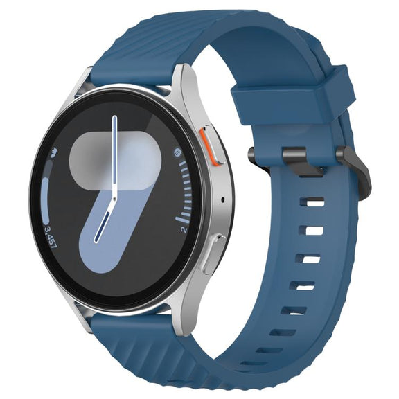 20mm Kalebol Steel Buckle Spruce Silicone Watch Band(Dark Blue)