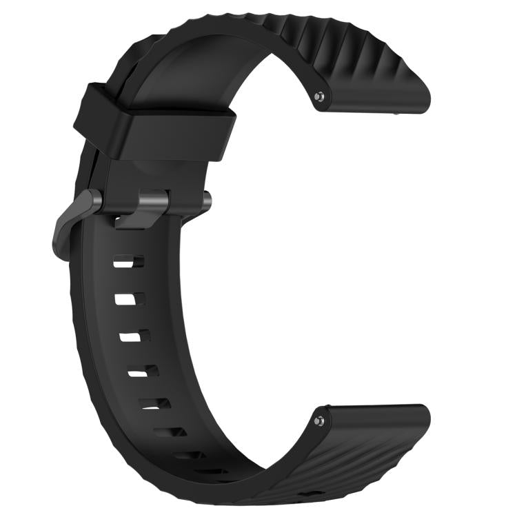 22mm Kalebol Steel Buckle Spruce Silicone Watch Band(Black)