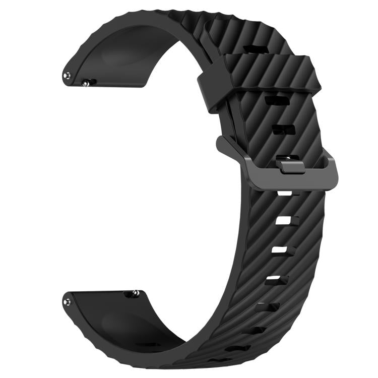 22mm Kalebol Steel Buckle Spruce Silicone Watch Band(Black)