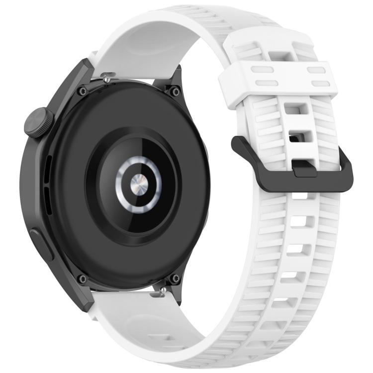 20mm Kalebol Black Buckle Tire Pattern Silicone Watch Band(White)