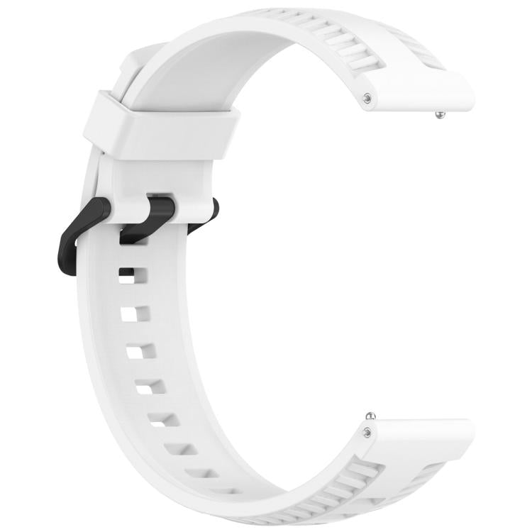 20mm Kalebol Black Buckle Tire Pattern Silicone Watch Band(White)