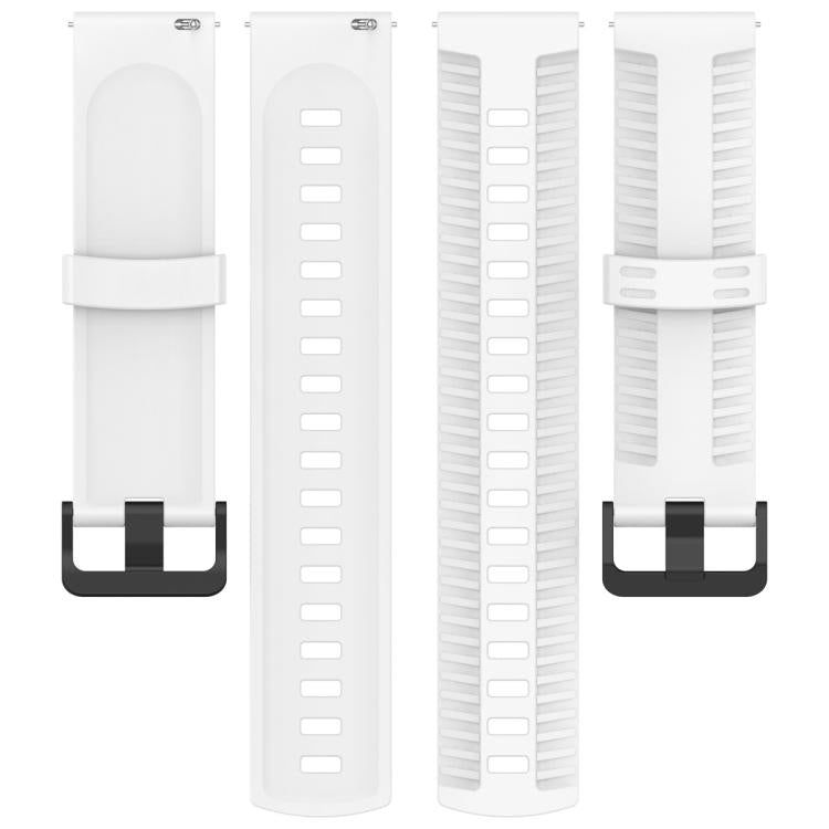 20mm Kalebol Black Buckle Tire Pattern Silicone Watch Band(White)