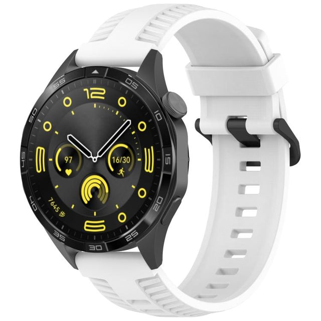 20mm Kalebol Black Buckle Tire Pattern Silicone Watch Band(White)