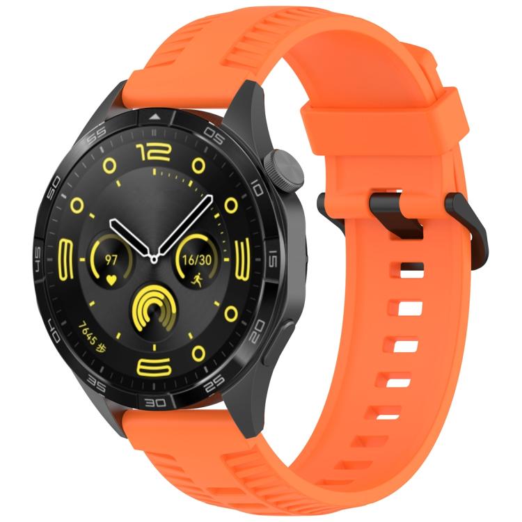 20mm Kalebol Black Buckle Tire Pattern Silicone Watch Band(Orange)