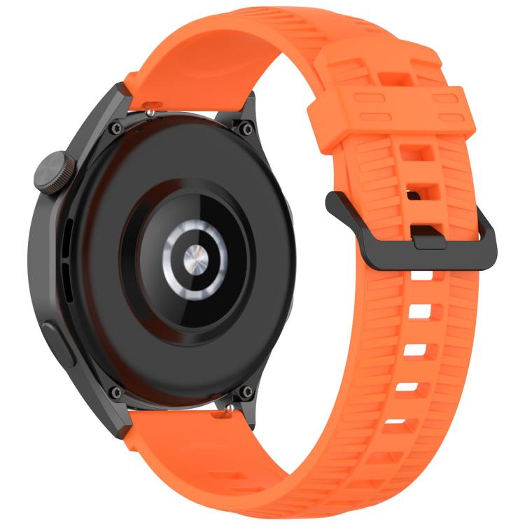 20mm Kalebol Black Buckle Tire Pattern Silicone Watch Band(Orange)