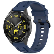 20mm Kalebol Black Buckle Tire Pattern Silicone Watch Band(Navy Blue)