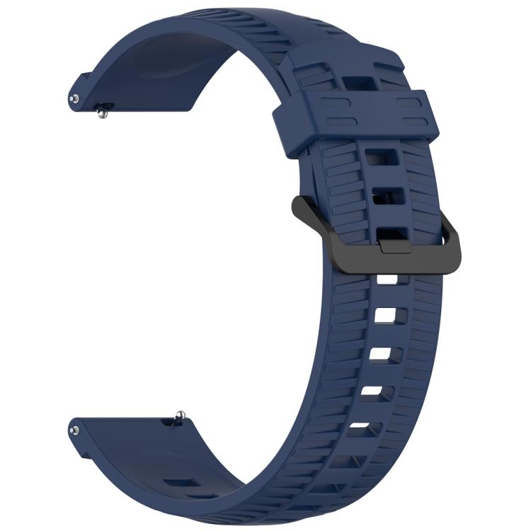 20mm Kalebol Black Buckle Tire Pattern Silicone Watch Band(Navy Blue)