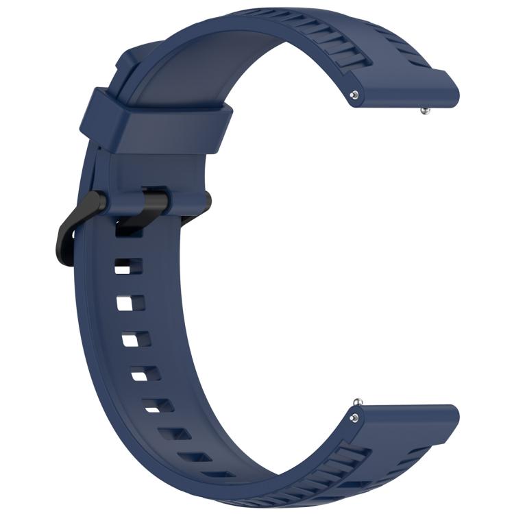 20mm Kalebol Black Buckle Tire Pattern Silicone Watch Band(Navy Blue)