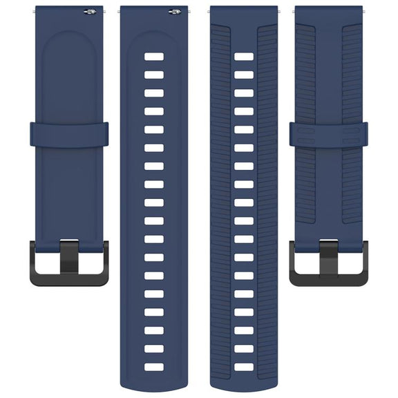 20mm Kalebol Black Buckle Tire Pattern Silicone Watch Band(Navy Blue)