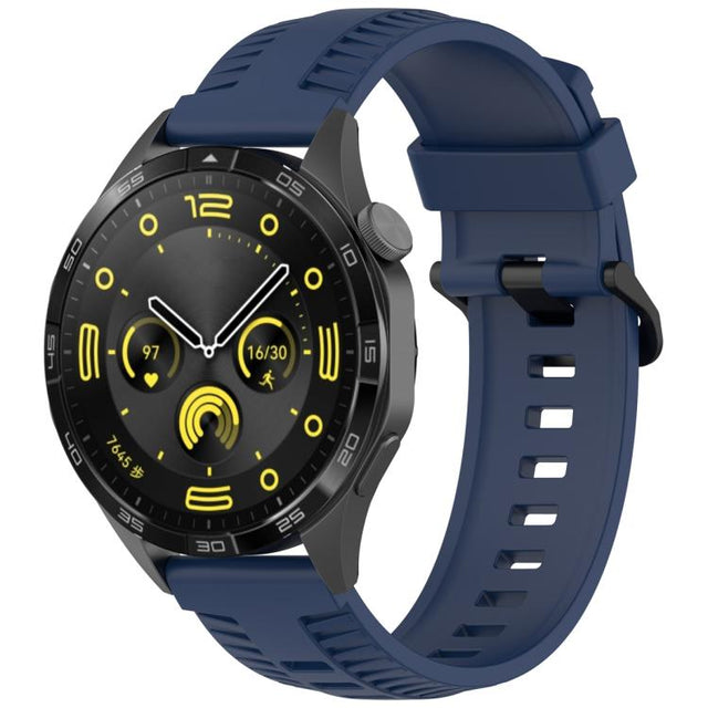 20mm Kalebol Black Buckle Tire Pattern Silicone Watch Band(Navy Blue)
