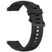20mm Kalebol Black Buckle Tire Pattern Silicone Watch Band(Black)