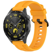 20mm Kalebol Black Buckle Tire Pattern Silicone Watch Band(Yellow)
