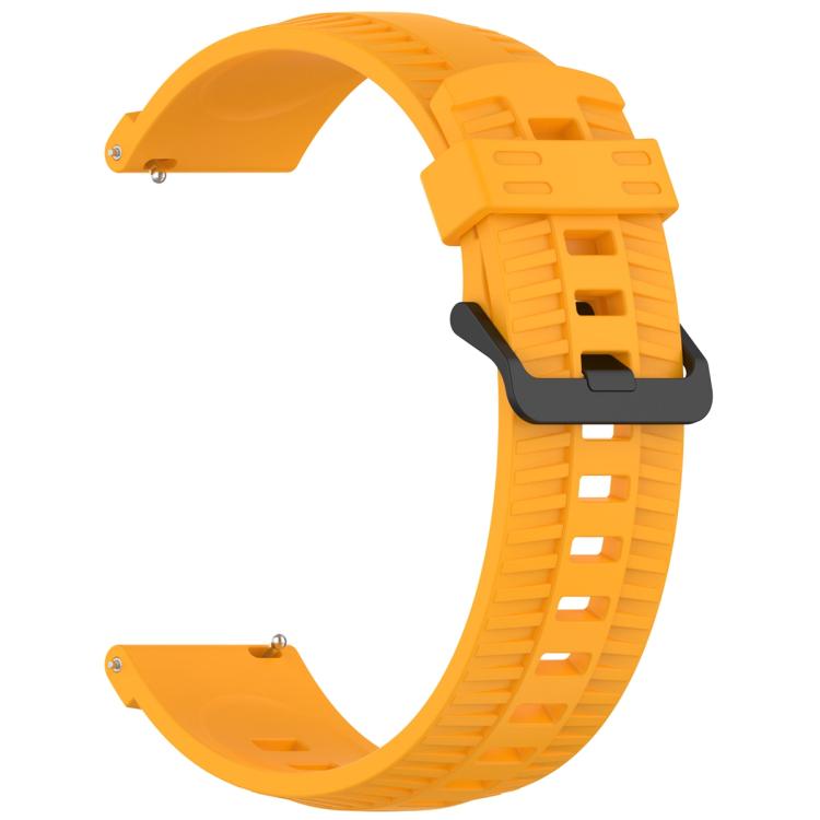 20mm Kalebol Black Buckle Tire Pattern Silicone Watch Band(Yellow)
