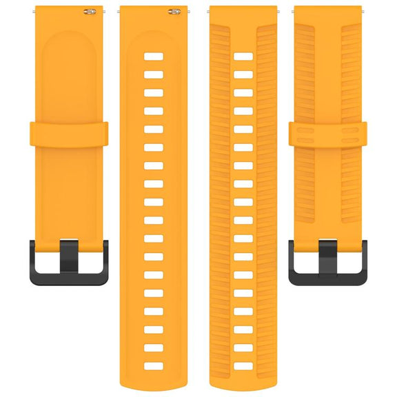 20mm Kalebol Black Buckle Tire Pattern Silicone Watch Band(Yellow)