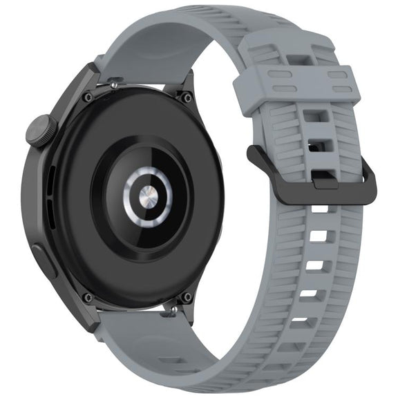 20mm Kalebol Black Buckle Tire Pattern Silicone Watch Band(Grey)
