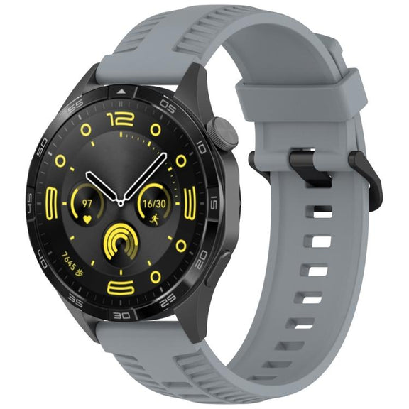 20mm Kalebol Black Buckle Tire Pattern Silicone Watch Band(Grey)